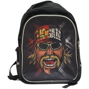 Hulk Hogan Black Graphic Logo Wrestling Backpack Mesh Side Pockets.